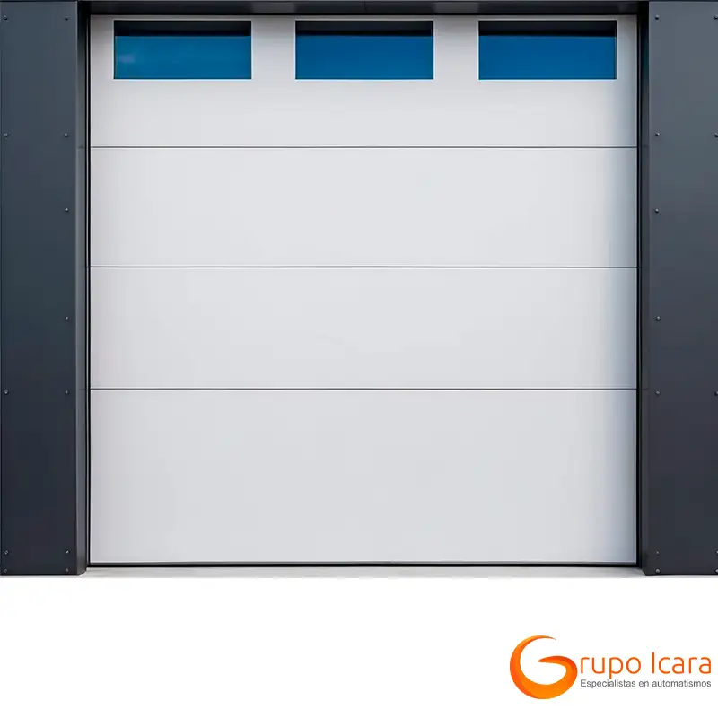 Puerta de garaje seccional Juvio 3 ventanas blanco 250 x 212.5 cm