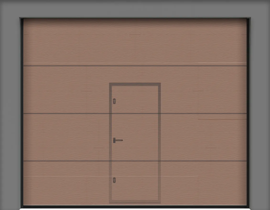 Puerta de garaje seccional Krona con puerta peatonal efecto madera 250 x 212.5 cm